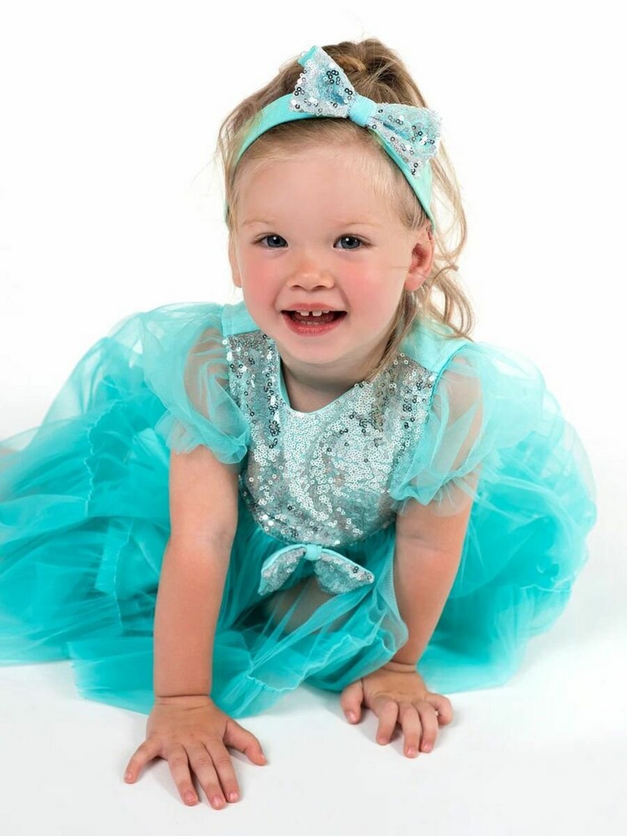 Платье TRENDYCO Kids На праздник и каждый день, размер 116, ментол — фото 1