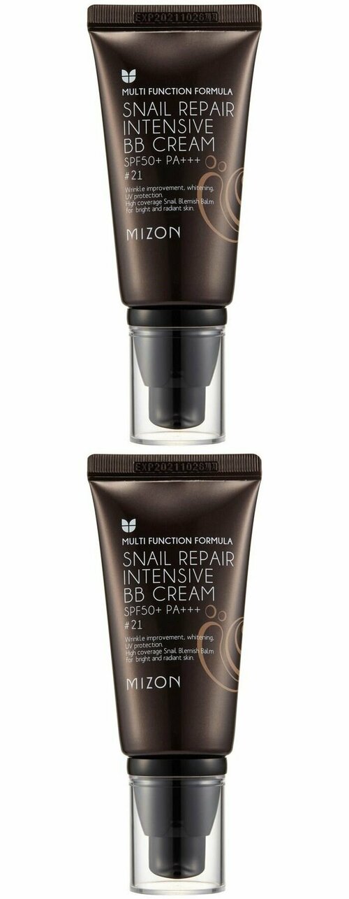 Mizon Крем ББ для лица Snail Repair Intensive BB Cream 21, с муцином улитки, 2 шт.