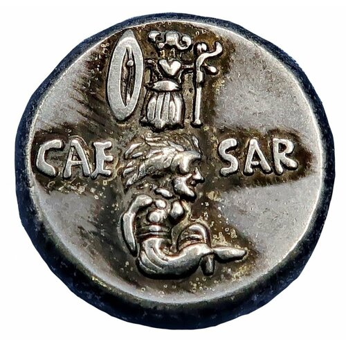 Античная монета Денарий, Цезарь, Древний Рим, копия