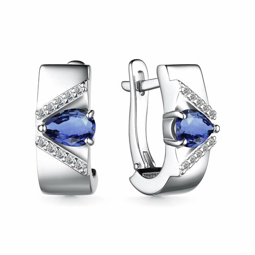 Серьги MINERAL NATION, серебро, 925 проба, сапфир, фианит, серебряный
