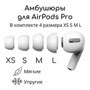 Амбушюры для наушников AirPods Pro 1, 2 (4 размера XS, S, M, L) Вкладыши для Эир подс, Накладки на AirPods