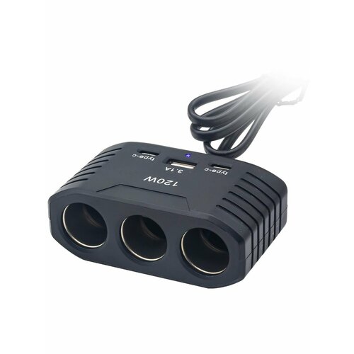 Разветвитель прикуривателя Olesson 2012 (120W, 3 АЗУ+ 1 USB+2 Type-C)