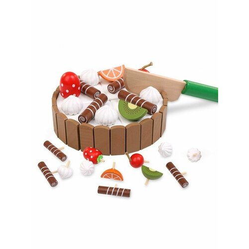 Игровой деревянный набор торт на магнитах