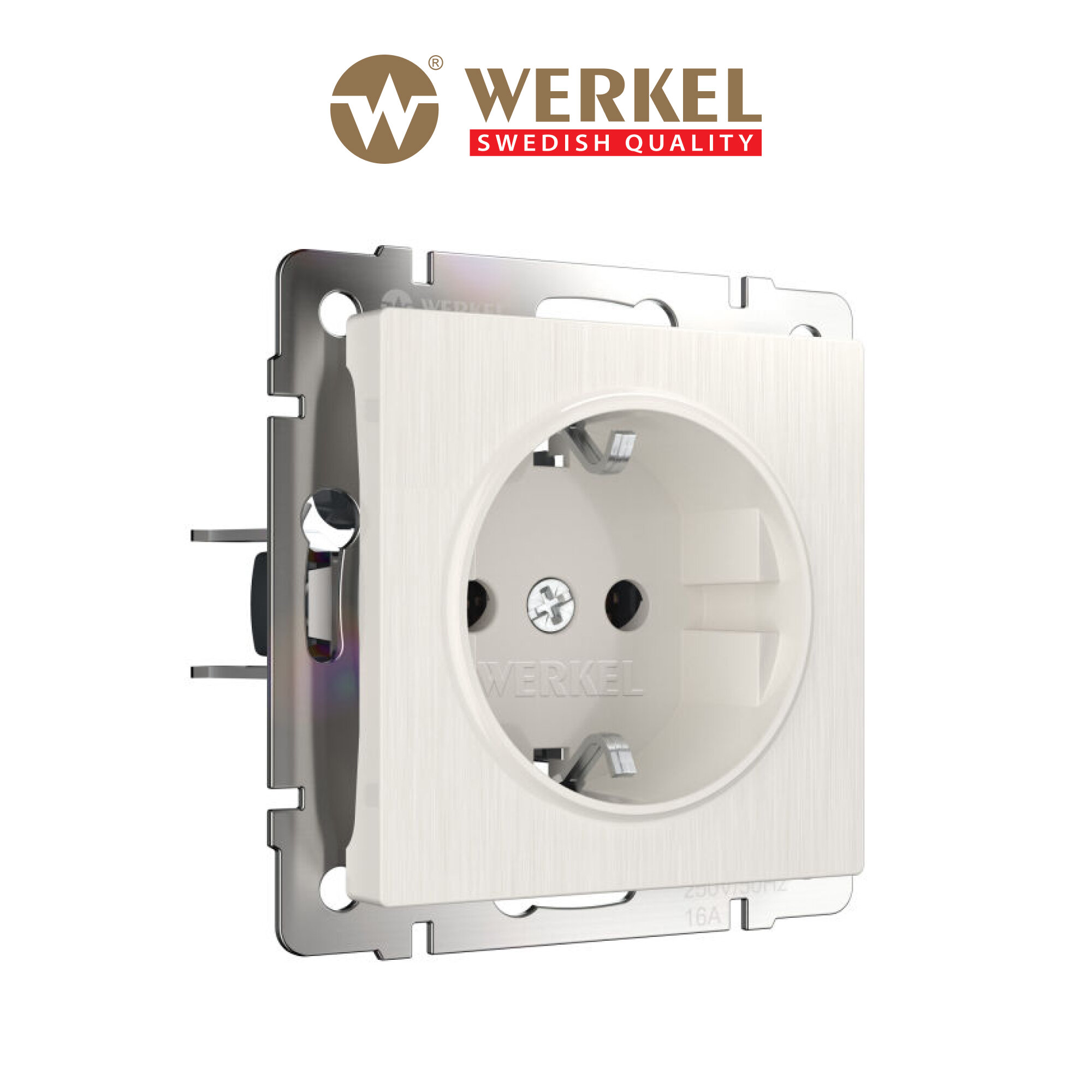 Розетка с заземлением Werkel W1171013 перламутровый рифленый IP20