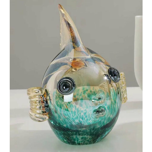 Морская рыба Шар Стеклянная фигурка в стиле Мурано 18х12х18см 4949₽