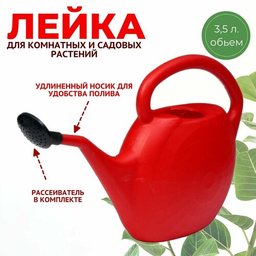Лейка для комнатных цветов и садовых растений с длинным носиком обьем 35 л с рассеивателем разноцветная 552₽