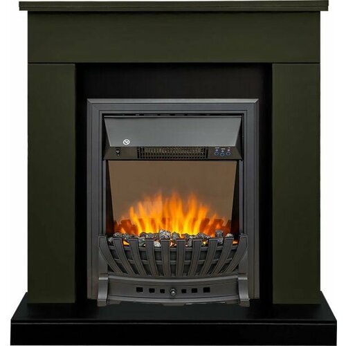 Каминокомплект Bergen (Разборный) - Темная олива (Ширина 900 мм) с очагом Aspen Black
