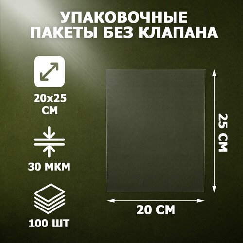 Пакеты упаковочные прозрачные 20х25 см 100 шт 30 мкм без клеевого клапана для упаковки и хранения 659₽