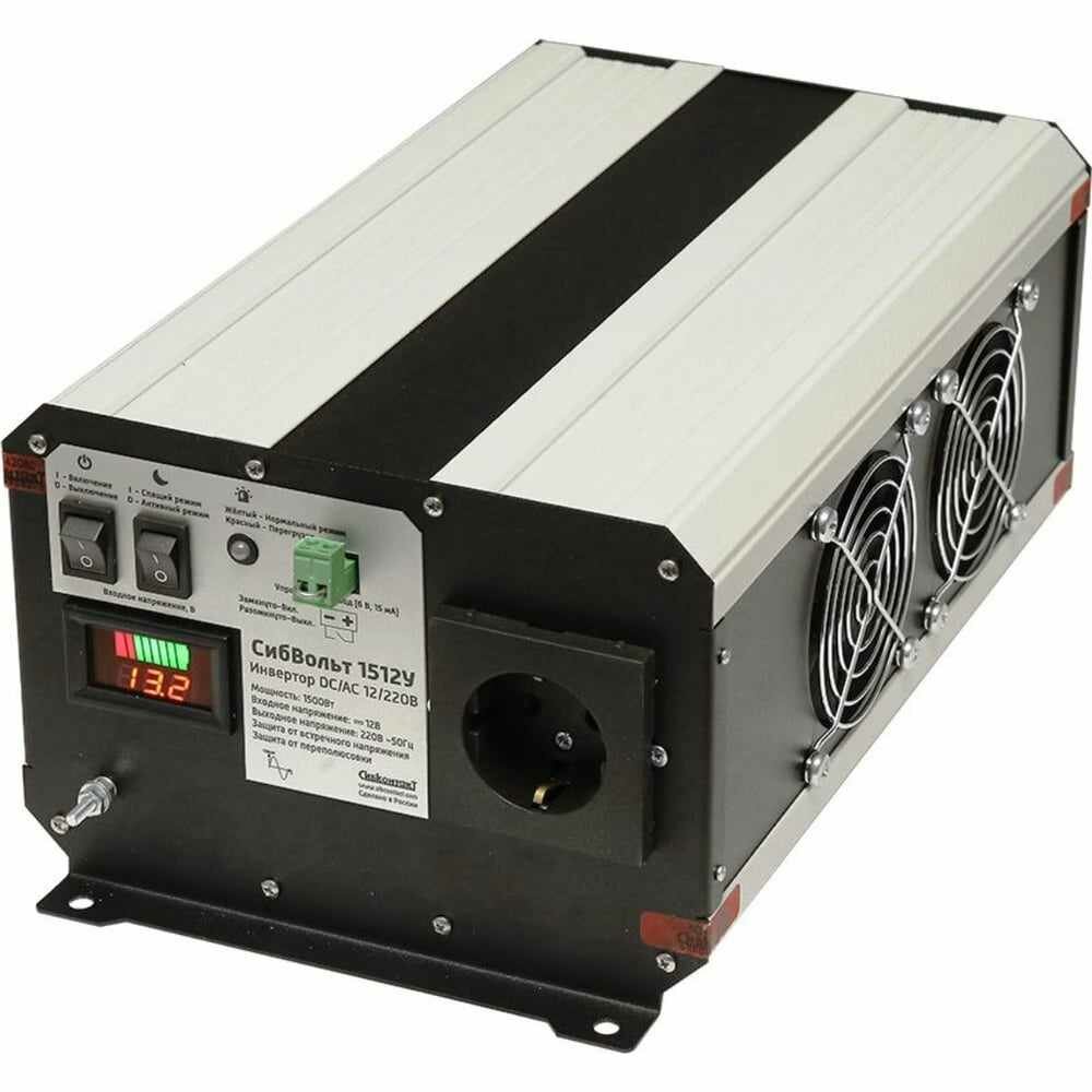 Сибконтакт Инвертор СибВольт 1512У преобразователь напряжения DC/AC 12/220В 1500Вт Я000009451