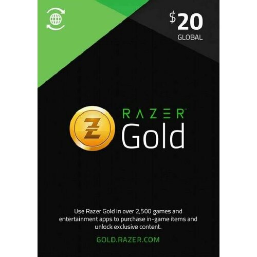 Код пополнения Razer Gold Card номиналом 20 USD Global Gift Card 20 все регионы 3100₽