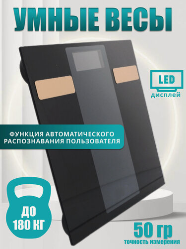 Изображение товара Умные Электронные квадратные напольные весы/ Персональные напольные до 180 кг /для дома /Точные весы