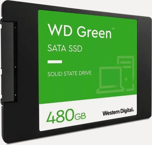 Изображение товара Твердотельный SATA-накопитель 480Гб WD Green, 2,5 дюйма (в корпусе), арт. WDS480G3G0A