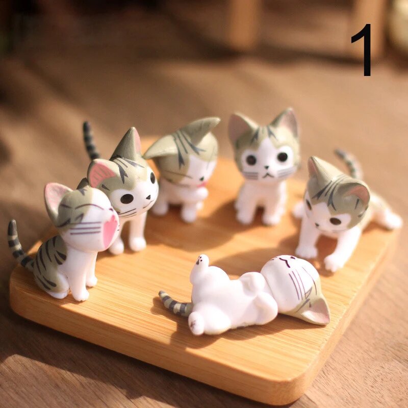 Миниатюрные фигурки кошки с сыром GJCUTE 4 см