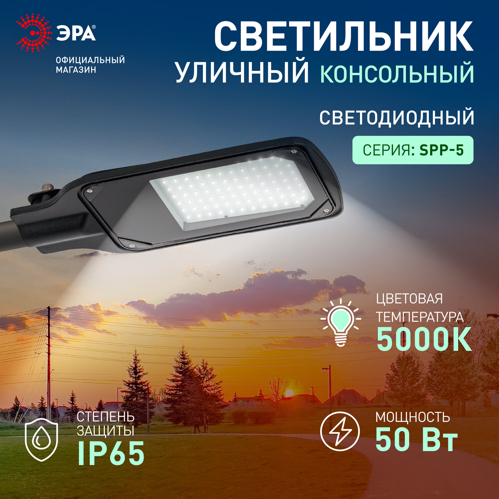 Светильник светодиодный уличный настенный консольный ЭРА SPP-504 50Вт 220в