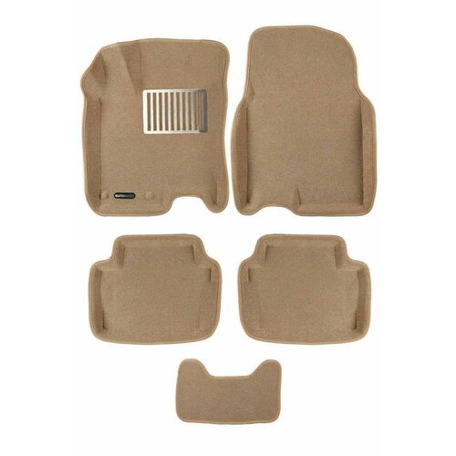 Коврики текстильные 3D Euromat для Nissan Qashqai I (J10 2007-2013) / 3Д Евромат Ниссан Кашкай, с металлическим подпятником, бежевые