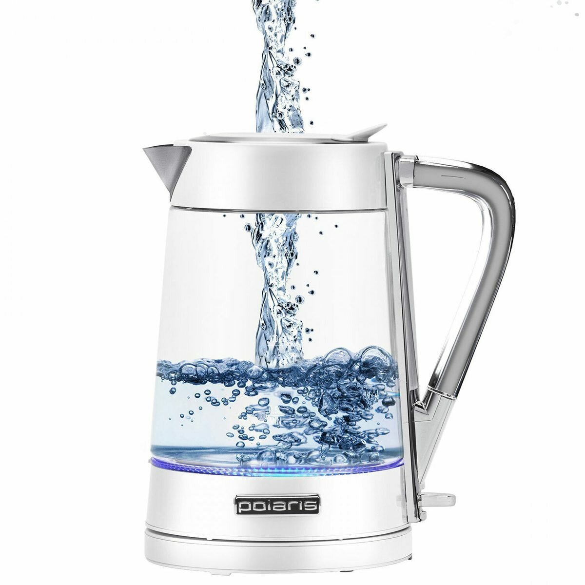 Чайник электрический Polaris PWK 1715 CGL, 1,7л, 1850-2200Вт, стекло, белый (PWK 1715 CGL w), 4шт.