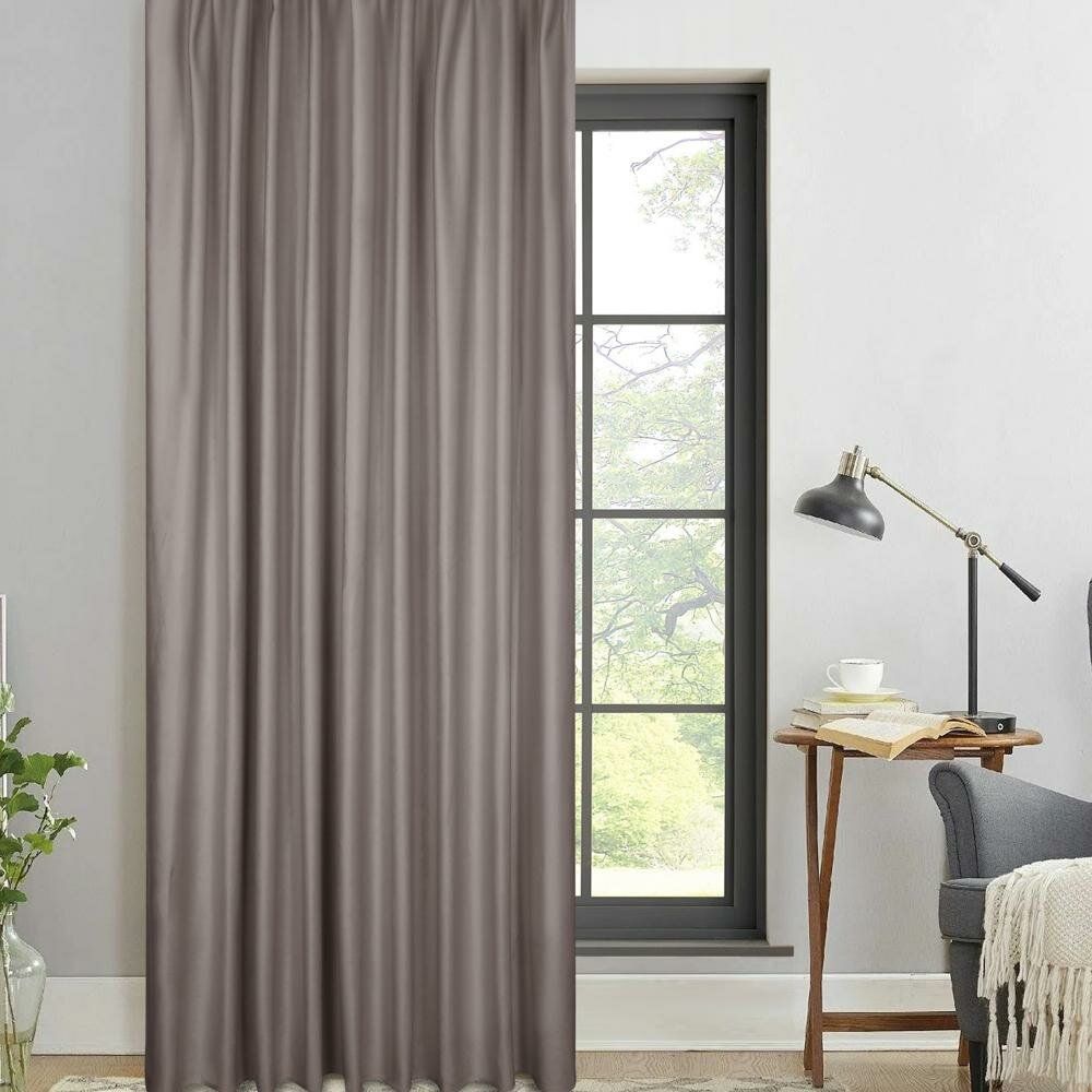 Штора на ленте со скрытыми петлями блэкаут KREAFORTA Annalise 200x280 см серо-сиреневый