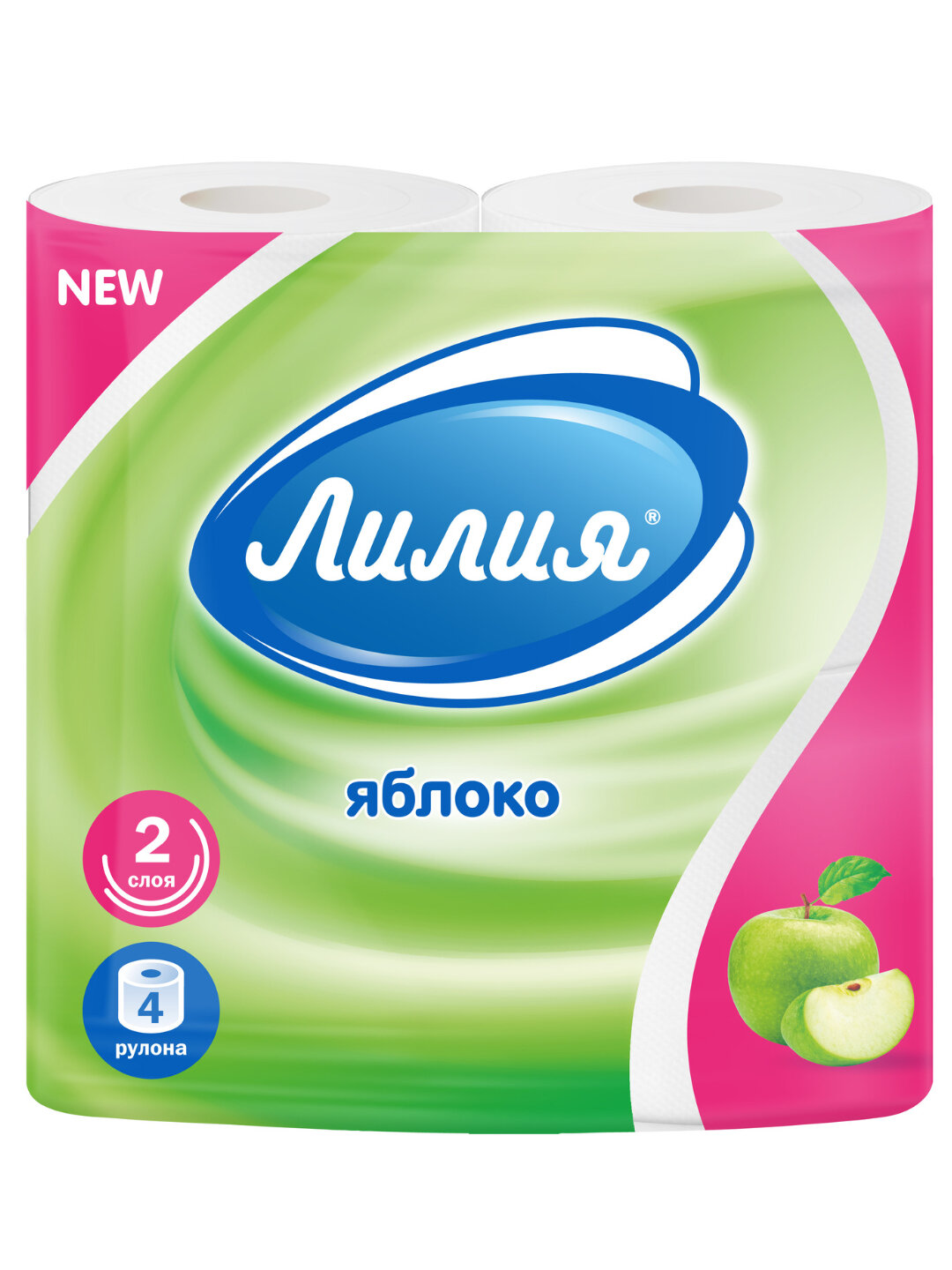 Туалетная бумага Лилия "Яблоко", двухслойная, ароматизированная, белая, 4 рул