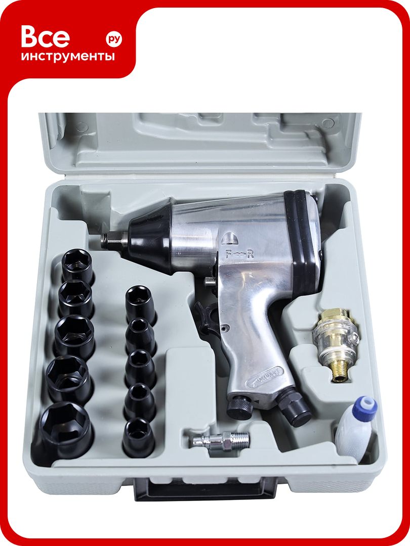 Пневмогайковерт ударный Крал 1/2" + набор головок в кейсе 5130
