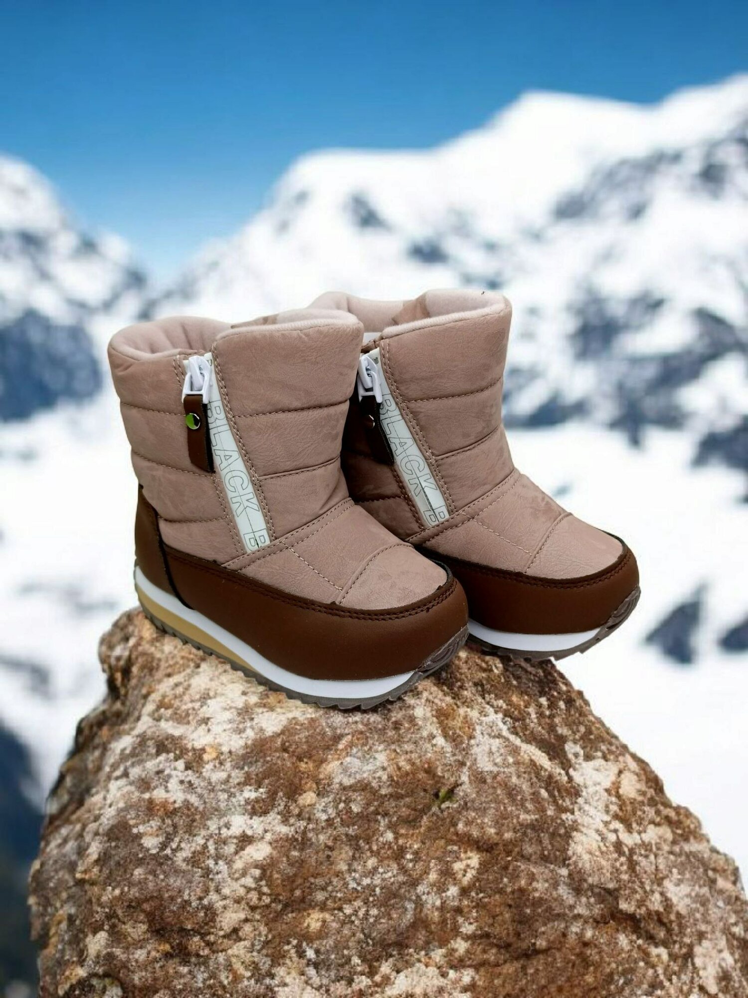 Дутики , размер 26, бежевый/коричневый — фото 1