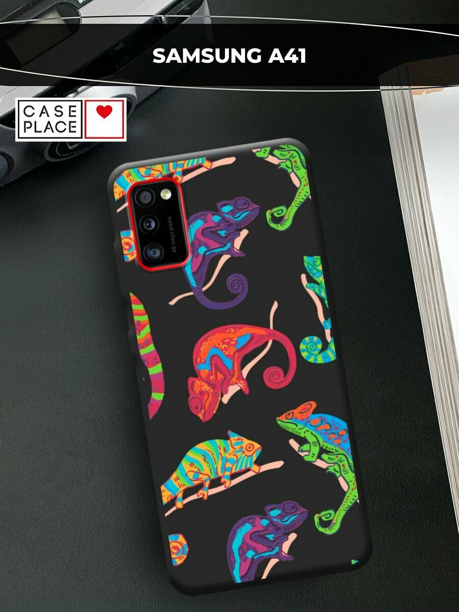 Чехол на Samsung Galaxy A41 / Самсунг A41 с принтом "Яркие хамелеоны 2"