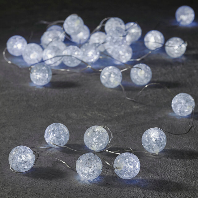 Светодиодная гирлянда шарики Воздушный Ноктюрн 3 м 30 холодных белых LED ламп серебряная проволока IP20 Edelman 1050855/84224