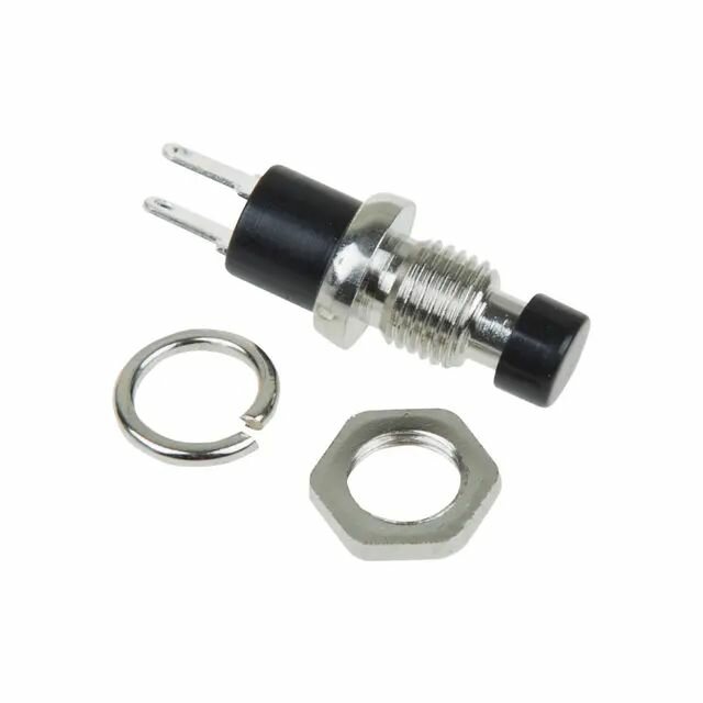 Выключатель-кнопка металл 220V 2А (2с) OFF-(ON) 7.2 черная Micro (RWD-301 PBS-10B) REXANT