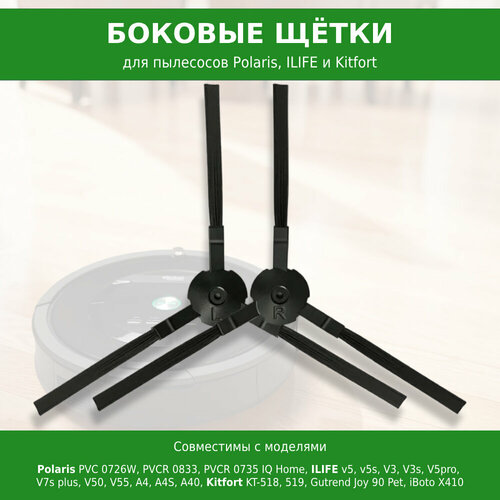 Боковые щетки 2 шт. для робот-пылесоса Polaris PVC 0726W, PVCR 0833, PVCR 0735 IQ Home щетка run energy для робот пылесоса ilife polaris kitfort