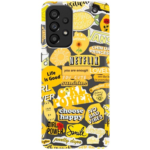 Силиконовый чехол с принтом Hippie Stickers для Samsung Galaxy A33 5G / Самсунг А33 5Г матовый soft touch силиконовый чехол на samsung galaxy a33 5g самсунг а33 5г с 3d принтом gucci stickers черный