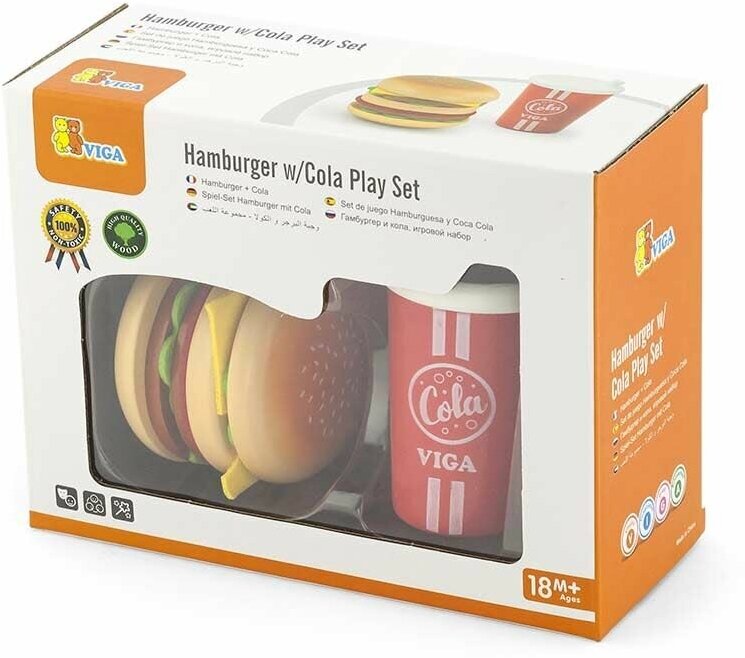 Игровой набор Viga Toys Гамбургер и кола (51602) - фото №5