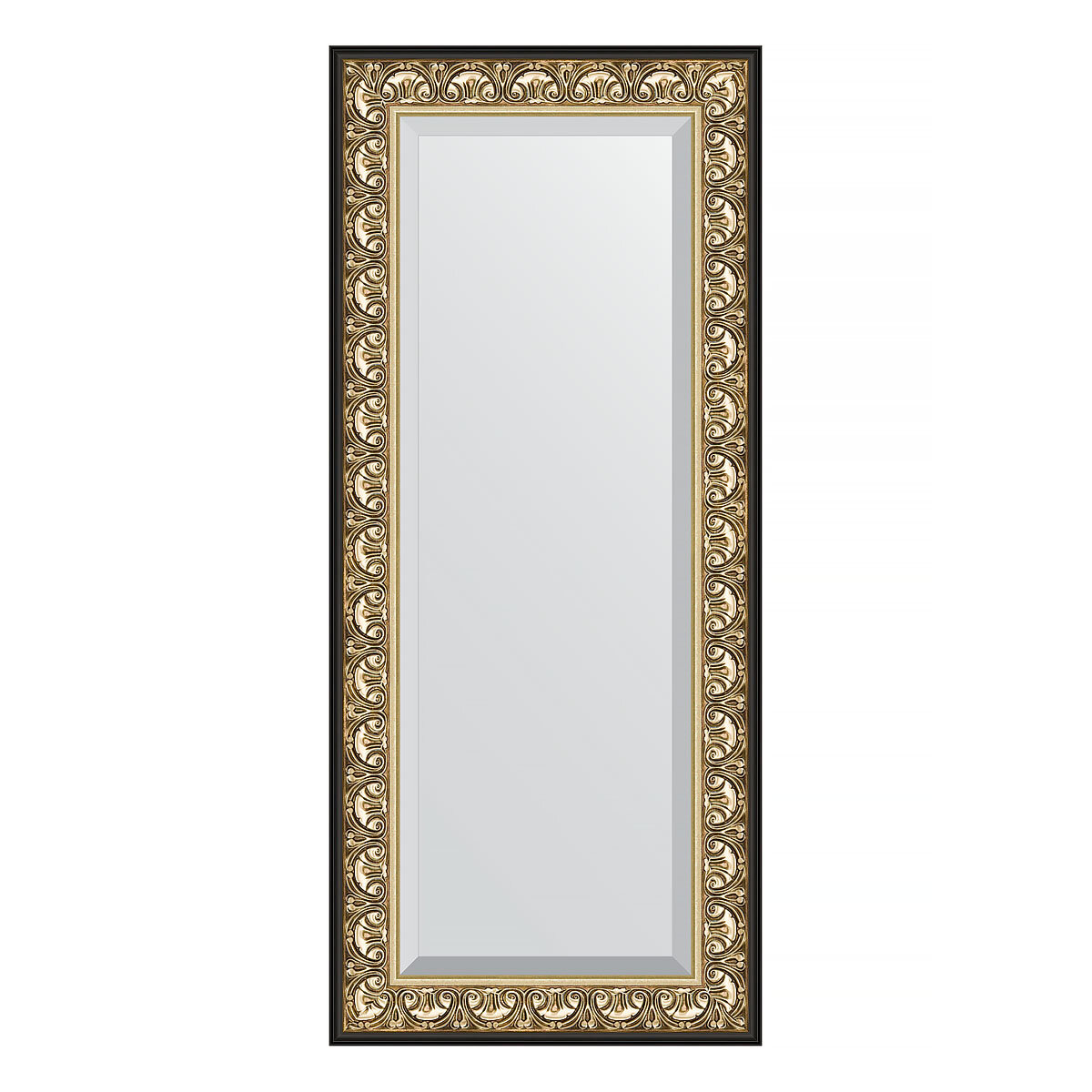 Зеркало настенное с фацетом EVOFORM в багетной раме барокко золото, 65х150 см, для гостиной, прихожей, кабинета, спальни и ванной комнаты, BY 1271