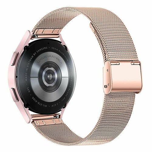 20mm metal watchband for samsung galaxy watch active2 44mm 40mm 42mm band quick release strap active 2 bracelet Металлический ремешок миланская петля 20 мм для Samsung Galaxy Watch4 Classic 42мм/46мм / Watch Active / Active2 40мм/44мм - розовое золото