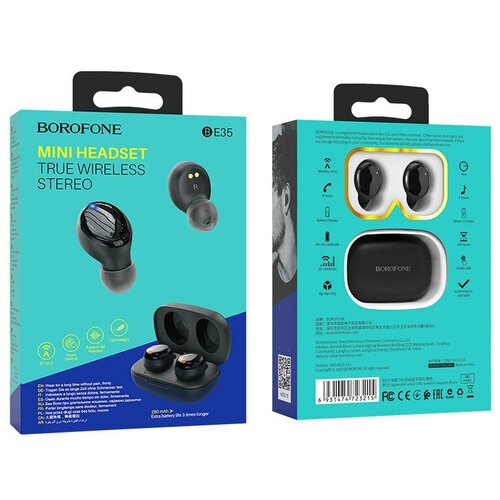 Беспроводные наушники TWS Borofone BE35 BT5045mAh 280mAh4ч черные 197700₽