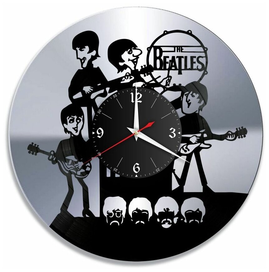 Часы из винила Redlaser "группа Битлз (The Beatles), Джон Леннон, Пол Маккартни, Джордж Харрисон и Ринго Старр" VW-10850-2