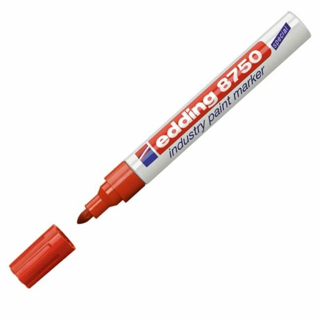 EDDING Маркер-краска лаковый (paint marker) EDDING 8750, красный, 2-4 мм, круглый наконечник, алюминиевый корпус, E-8750/2