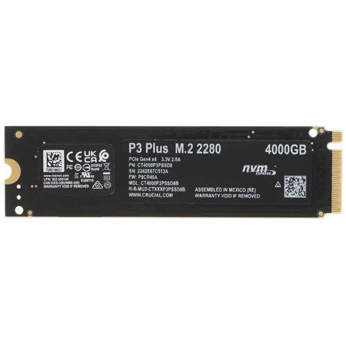 Накопитель SSD M.2 2280 Crucial P3 Plus 4TB PCIe Gen 4 x4 NVMe 4800/4100MB/s TBW 800 - фото №6