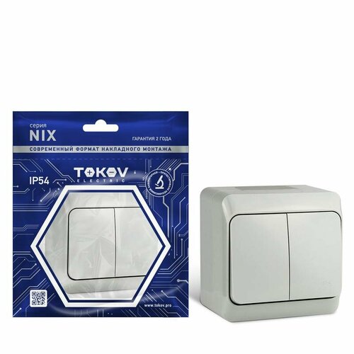 Выключатель 2-кл. ОП Nix 10А IP54 250В сер. TOKOV ELECTRIC TKE-NX-V2-C06-IP54 выключатель 2 кл оп nix 10а ip54 250в сер tokov electric tke nx v2 c06 ip54