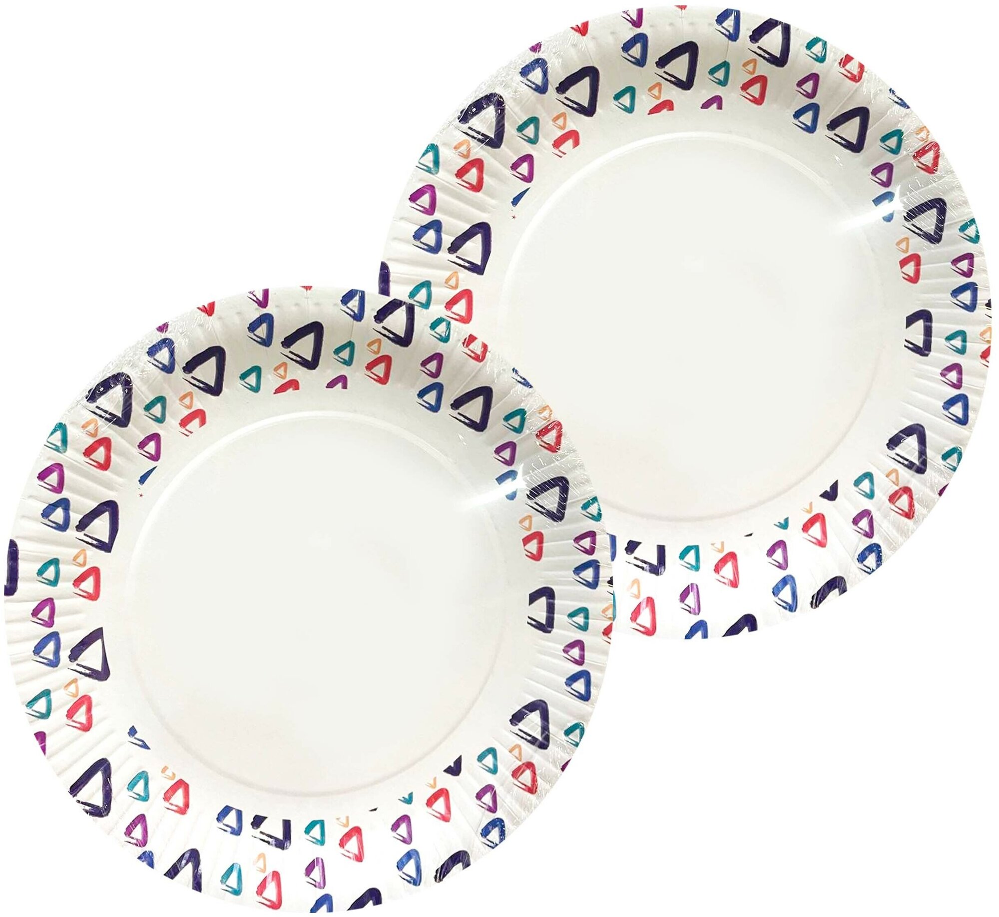 Набор тарелок бумажных, диаметр 23 см, с узором - 60 шт. / набор одноразовой посуды/ набор картонных тарелок - фотография № 3