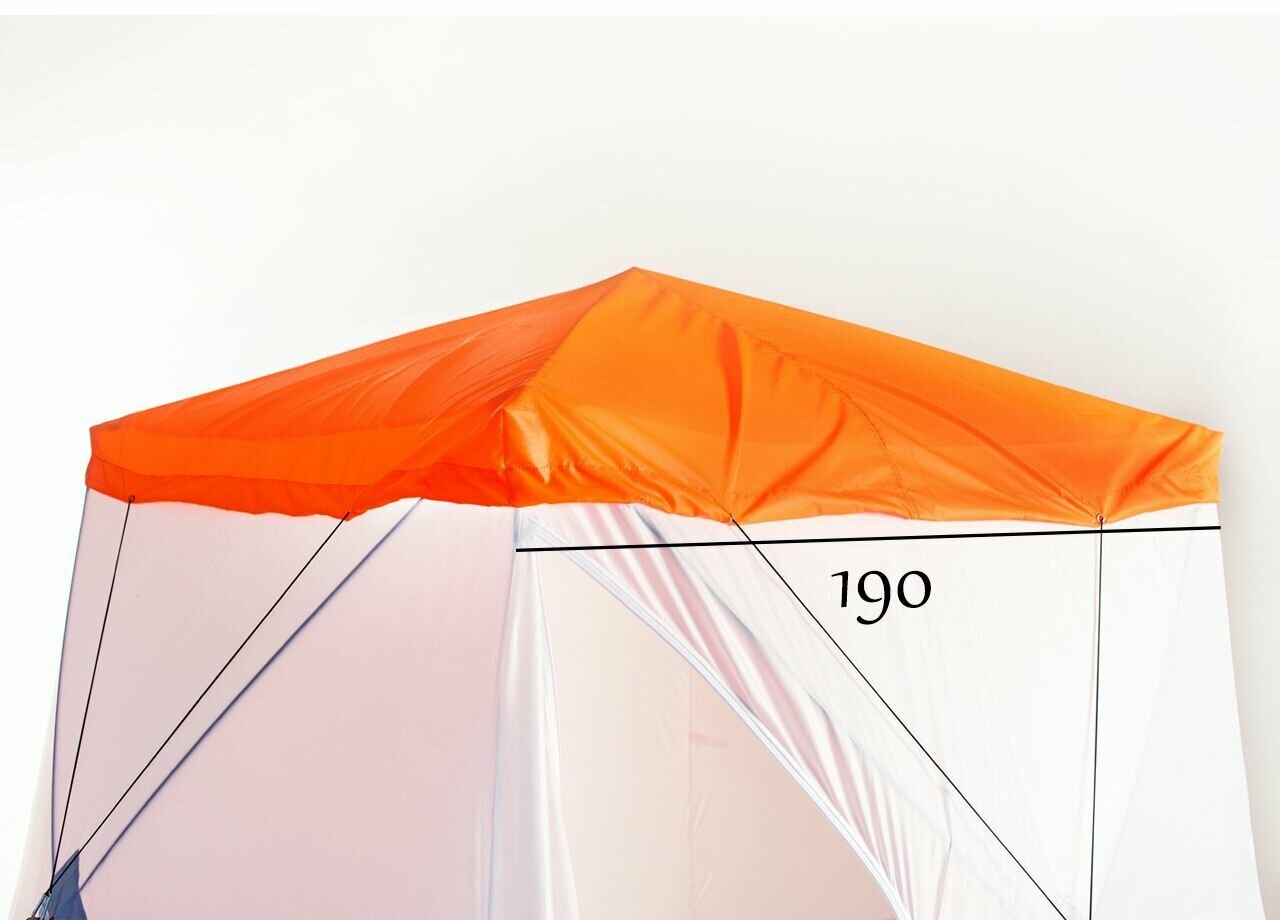 Антидождевая накидка "6 углов" 190х190см размер по крыше, для зимней палатки куб, оранжевая
