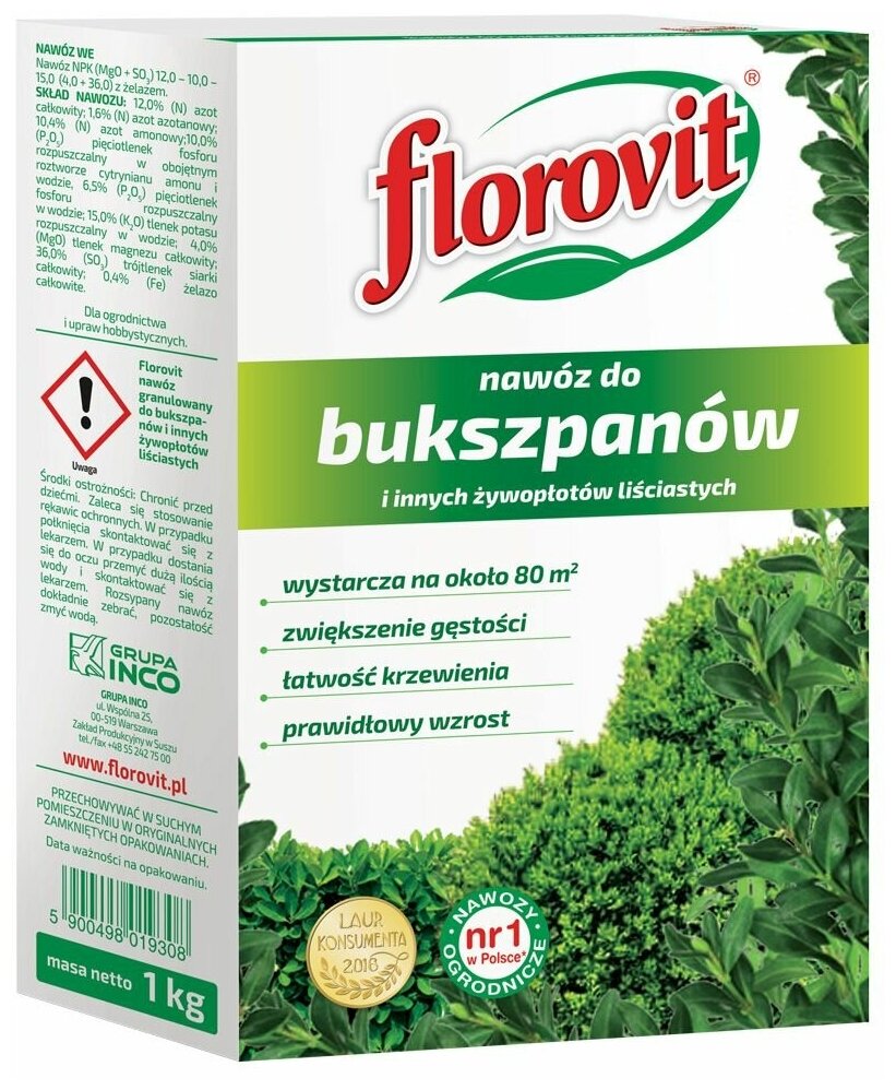 Удобрение гранулированное FLOROVIT , для самшита, 1кг