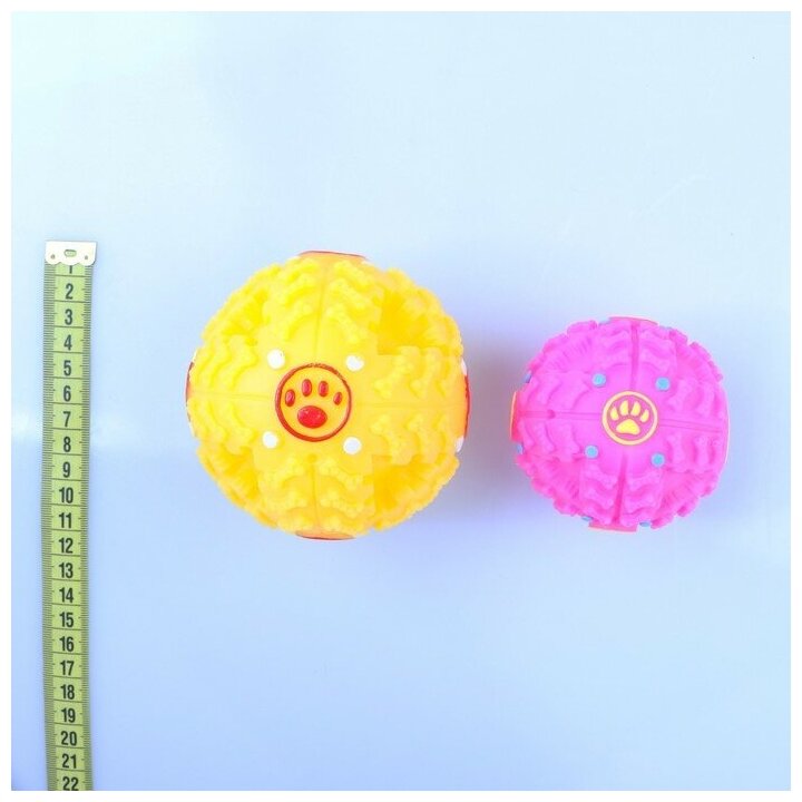Пижон Квакающий мяч для собак, жёсткий, 7,5 см, розовый - фотография № 2