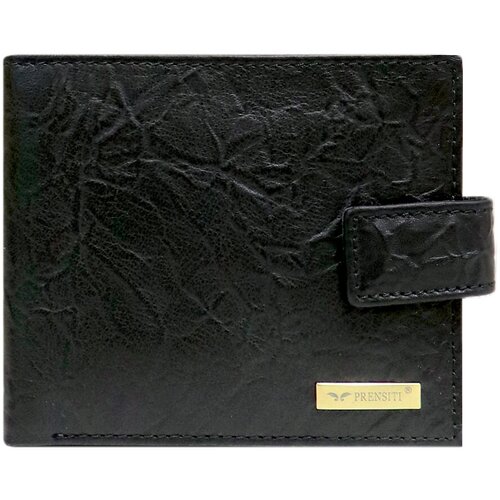 фото Кошелек prensiti 72401a, натуральная кожа, гладкая фактура, на кнопках, 2 отделения для банкнот, отделение для карт, подарочная упаковка, черный