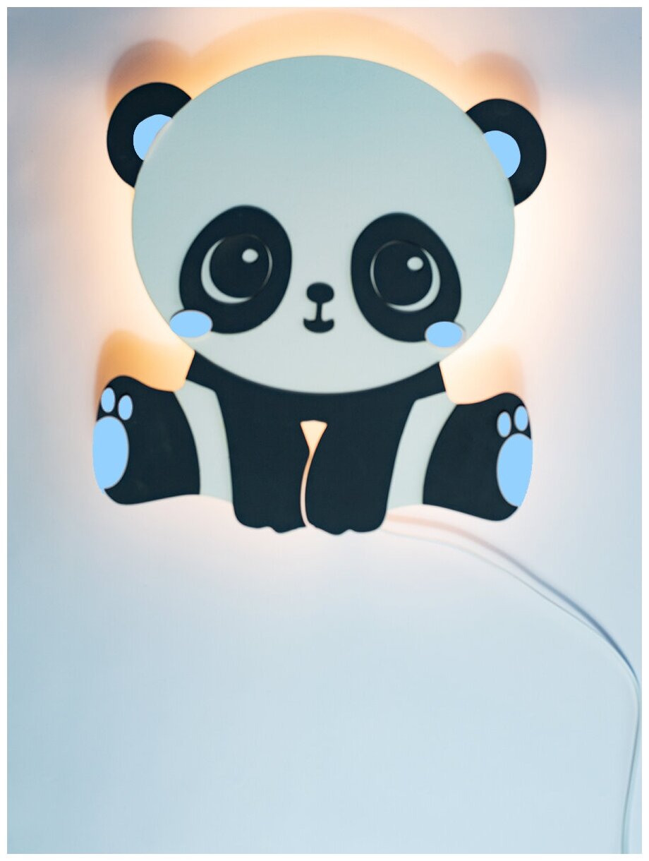 Детский светильник настенный ночник Панда для мальчика на новый год для сна на стену / лампа для новорожденных / подарок мальчику, детям, сыну - фотография № 4