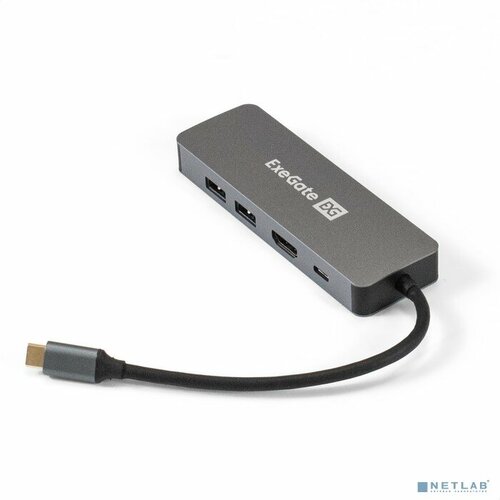 EXEGATE USB-концентраторы Exegate EX293982RUS Док-станция ExeGate DUB-21CPDHL кабель-адаптер USB Type-C -- 2xUSB30 PD 100W HDMI 4K60Hz Lan RJ45 101001000Mb PlugPlay серая Серый 506500₽