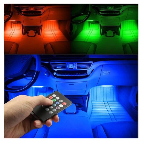 Светодиодная LED лента RGB для авто с пультом