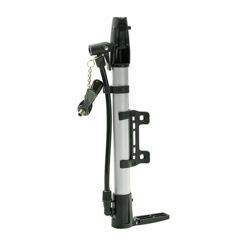 Насос 5-470380 пластиковый с ножным упором 7 Бар100PSI диаметр 27мм длина 330 мм универсальная головка на гибком шланге 20 см серебристый 96700₽