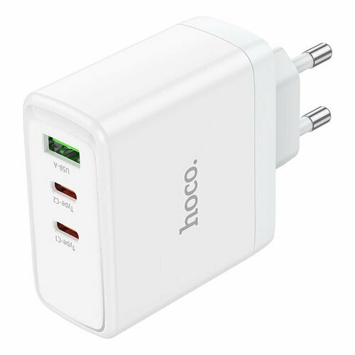 Сетевое зарядное устройство (СЗУ) Hoco N30 QC 3.0 (USB/2 Type-C PD) 3 А, белый сетевое зарядное устройство hoco n25 2xusb 2 1a белый