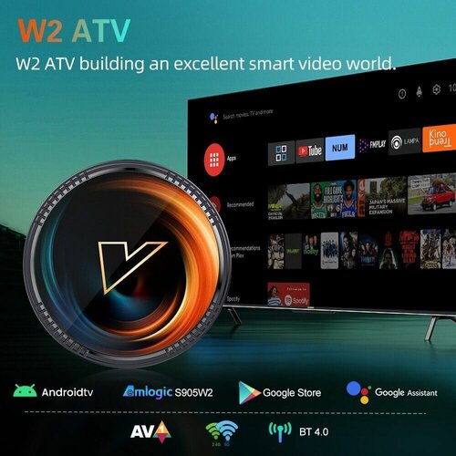 Смарт ТВ Приставка Vontar W2 ATV 4GB 32GB Android 11 Wi-Fi 5 Mali G31 GPU Amlogic S905W2 AV1 4K G10S Голосовой Пульт