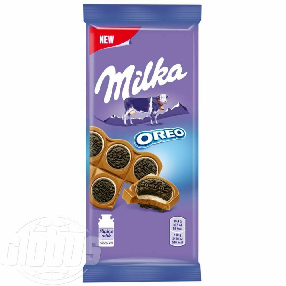 Шоколад молочный Milka Печенье Орео с начинкой со вкусом ванили, 92 г