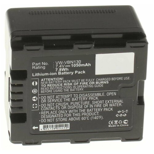 Аккумулятор iBatt iB-U1-F228 1050mAh для Panasonic HC-X800, HC-X920, HDC-SD800, HC-X900, HC-X810, HDC-TM900, HC-X900M, HDC-SD900, HDC-HS900, HDC-TM900K, HC-X800GK, HC-X900K, HC-X909, HDC-HS900GK, HDC-HS900K,